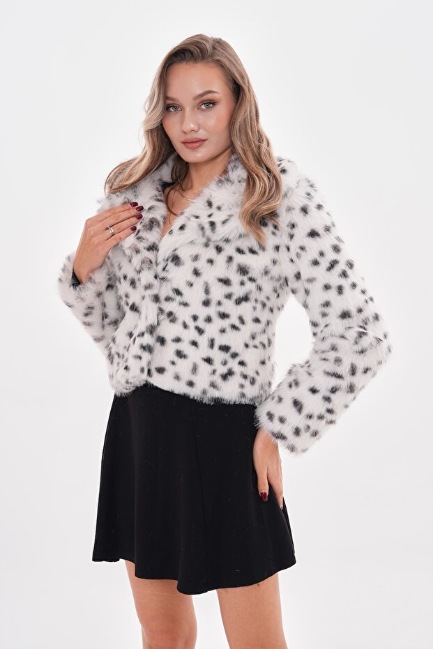 Leopard Print Collared Crop Jacket - 7