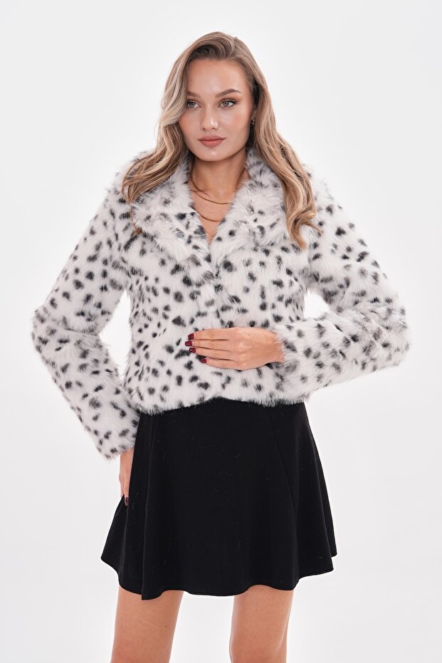 Leopard Print Collared Crop Jacket - 6