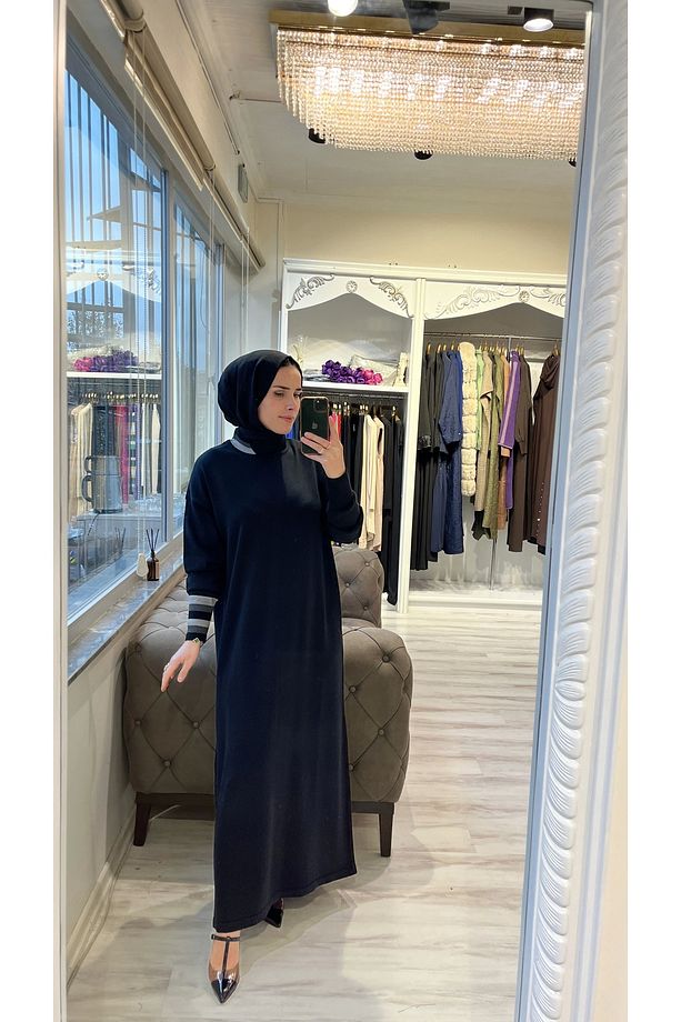 İNVEE 6953 Yün Karışımlı Triko Elbise - Siyah - 1