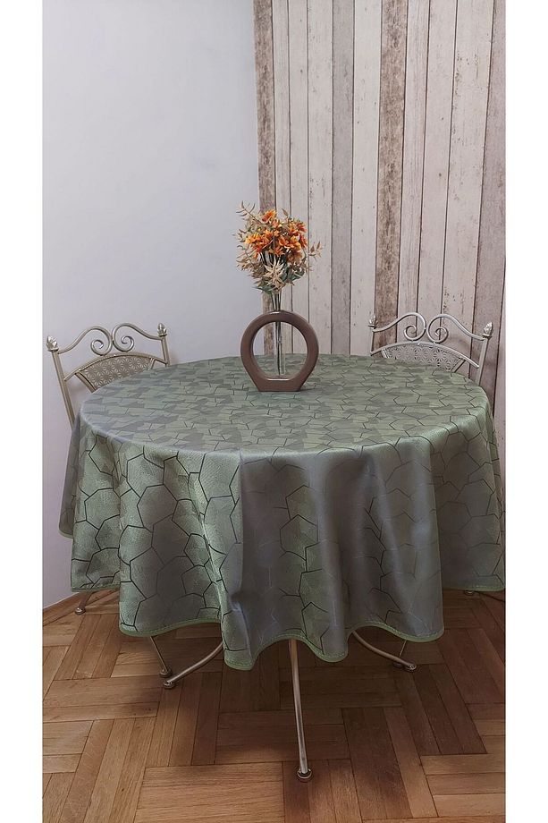 Birinci Sınıf Fonluk Kumaş Dertsiz, Yuvarlak Fiskos Yemek Masası Örtüsü - 5