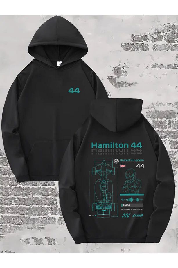 Formula 1 Pilot Detay Tasarım Baskılı Unisex Kapüşonlu Sweatshirt - 1