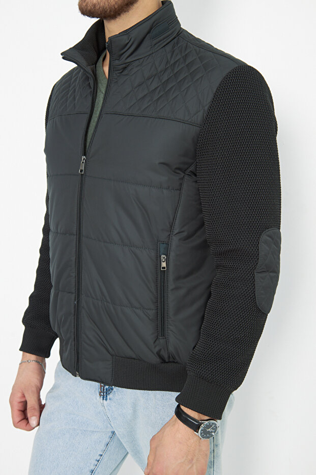 KOL TRİKOLU DİRSEK YAMALI REGULAR KIŞLIK MONT - 7