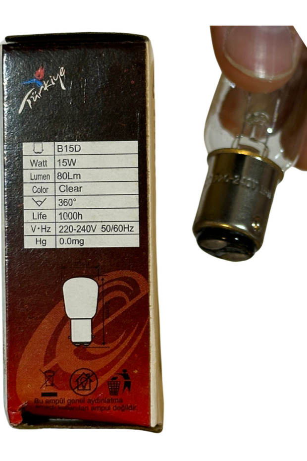 15W B15D Duylu Dikiş Makinesi Ampulü (8 Adet) - 5