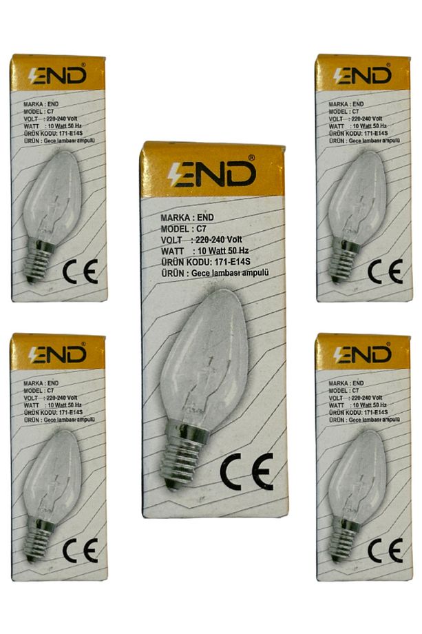 10W Sarı Işık E14 Duylu Şeffaf Eski Tip Tuz Lambası (5 Adet) - 1