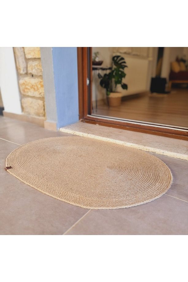 Jüt Paspas, Jüt Kapı Önü Paspası, Hasır Jüt Paspas, İskandinav Tarzı Paspas, Halı, Boho Paspas - 3