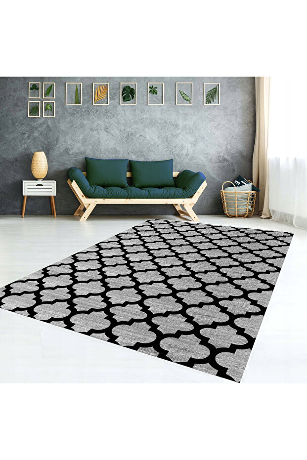 Sofistike Dokunuş Modern  Lastikli Halı Örtüsü - 1