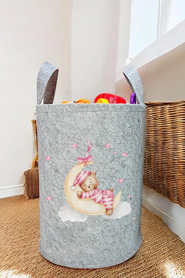 Unisex Bear Pattern Baby Kids Room Organizer Storage Box Toy Dirty Basket 50X40Cm