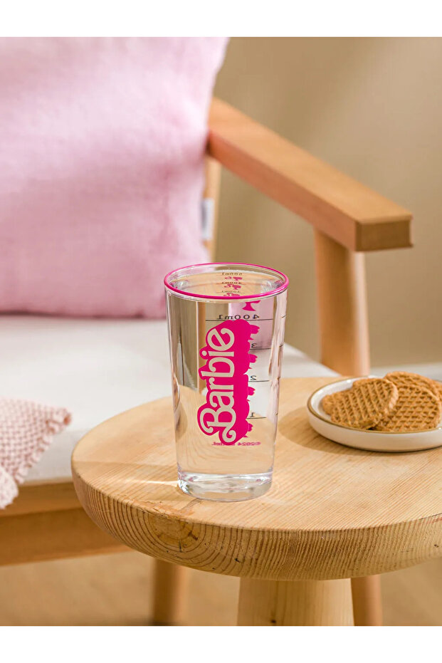Colorless Barbie Printed Glass Cup 570 ml