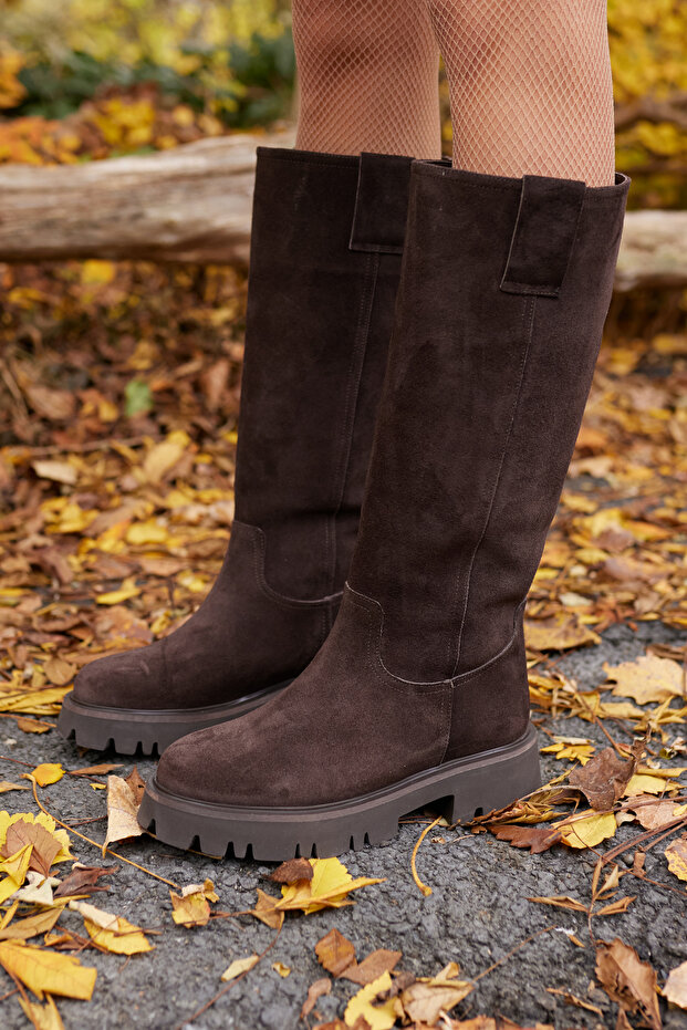 Zelly Women's Coffee Real Leather Suede Eva Sole Boots