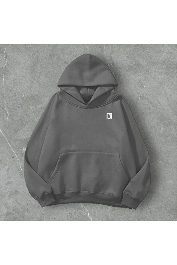 Jacknoah Printed Hooded Oversize 3 Thread Cotton Sweatshirt