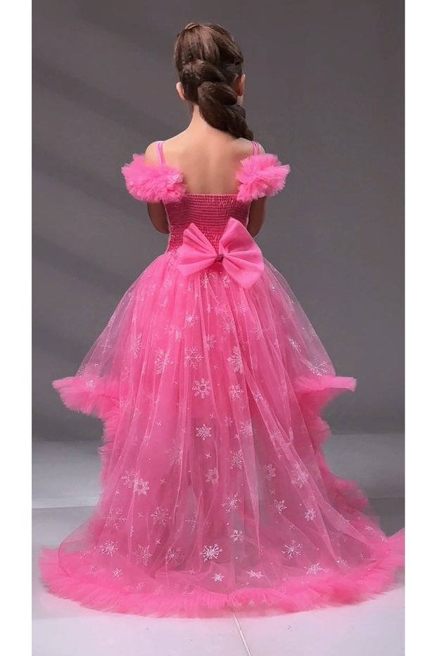 Elsa Pink Glitter Tail Style Party Dress Children's Evening Dress Aby184