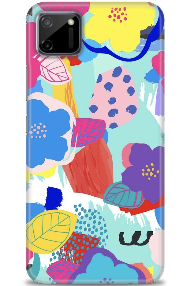 Realme C11 Case Hd Printed Case - Flowers + Full Screen Protector