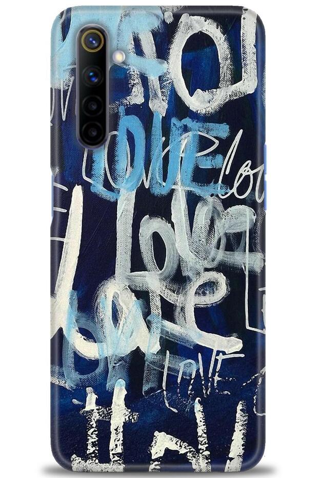 حافظة ريلمي 6 مطبوعة بدقة عالية - لوف بلو