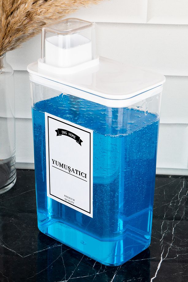 Yumuşatıcı Deterjan Saklama Kabı Kendinden Ölçekli Vakum Kapaklı Saklama Kutusu Deterjanlık 3000 ml - 4