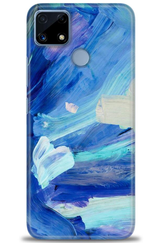 Realme C25S Case Hd Printed Case - Blue White + Full Screen Protector