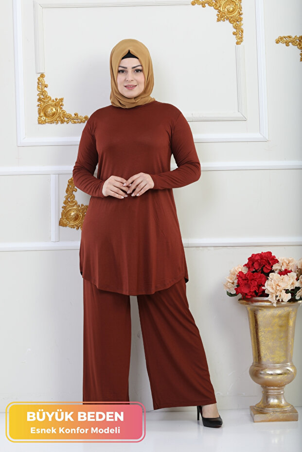 New Season Trousers Tunic Double Set Lycra Cotton Fabric Flexible Comfort Model Stylish Hijab Set