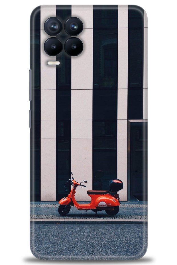 حافظة Realme 8 Pro مطبوعة بدقة HD - محرك أحمر + واقي شاشة كامل