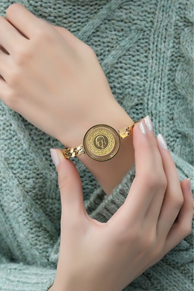 Yarım Altınlı Camlı Pullu Kelepçe - 4