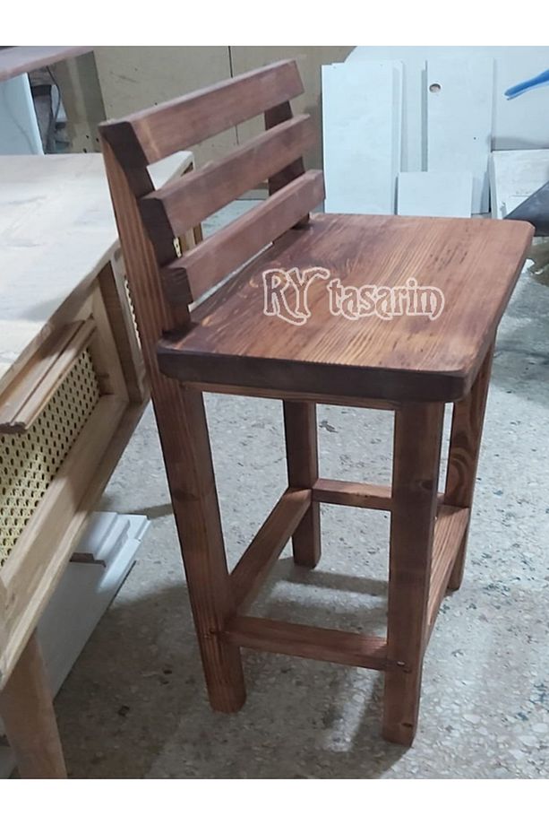 bar tarburesi arka dayamalı  ceviz boyalı ahşap - 3
