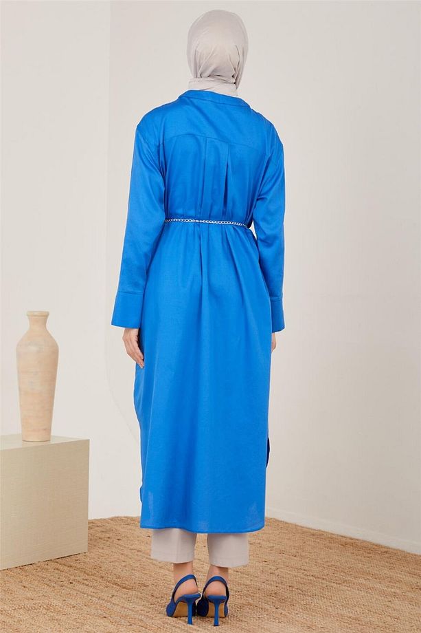 Oversize Tunik Elbise 23y4502 Kobalt - 4