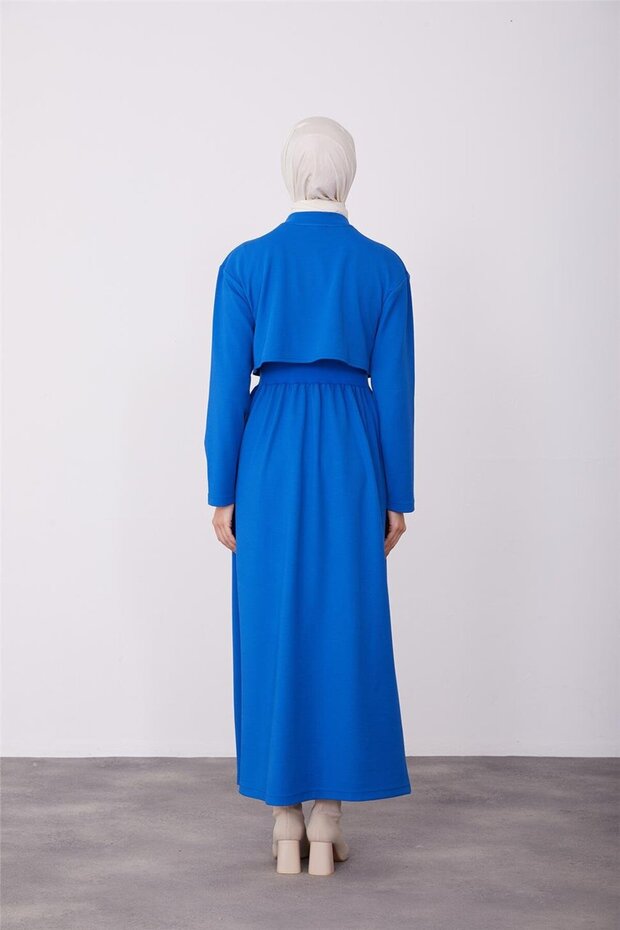 Arkası Lastikli Örme Elbise 23k9705 Morcivert - 5