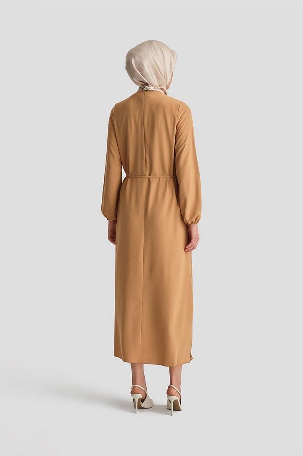 Piliseli Elbise 24yd9435 Camel - 5