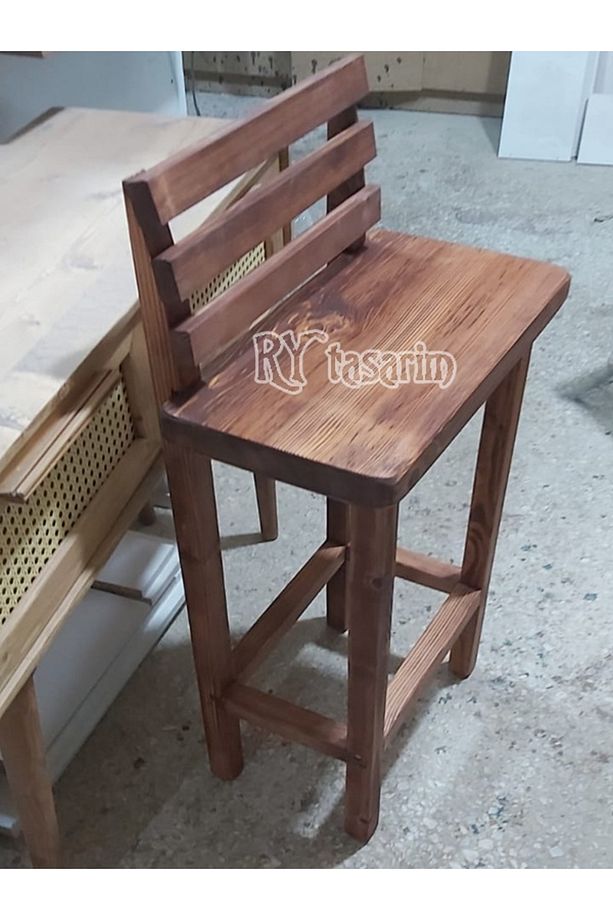 bar tarburesi arka dayamalı  ceviz boyalı ahşap - 2