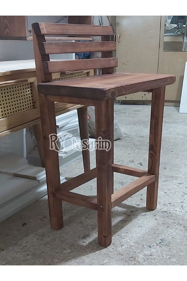 bar tarburesi arka dayamalı  ceviz boyalı ahşap - 6