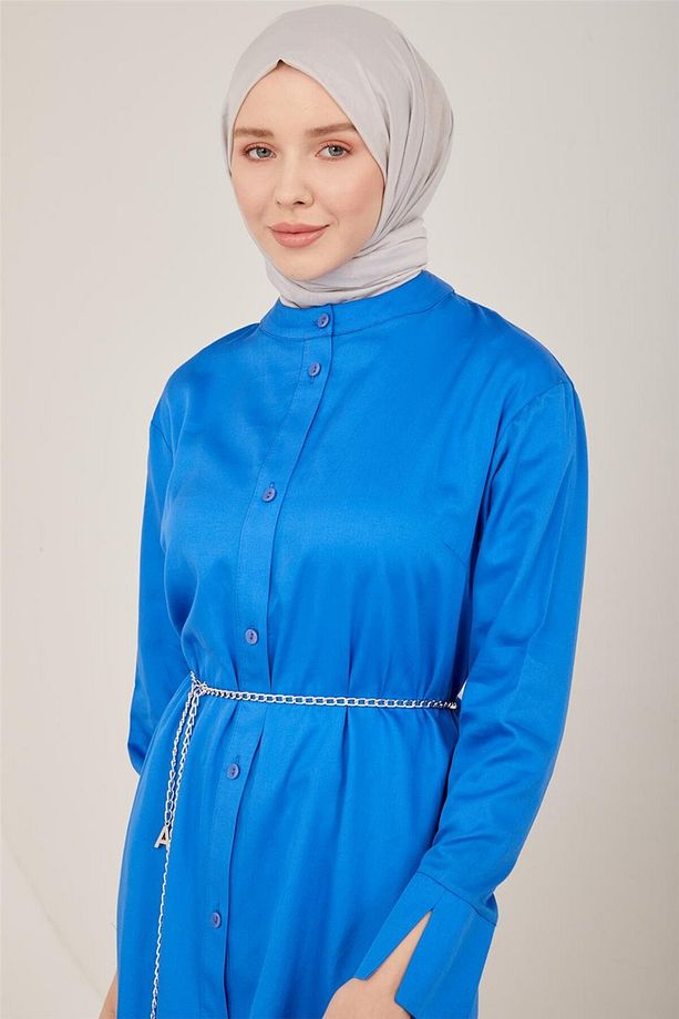 Oversize Tunik Elbise 23y4502 Kobalt - 3