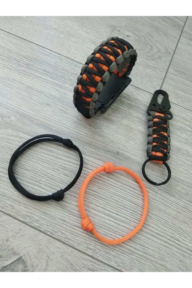 Gaddar Paracord Camping Bracelet Compass Whistle Knife with Keychain Set