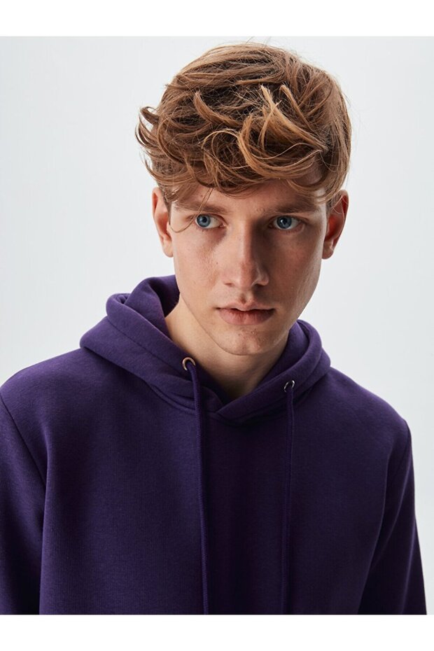 Kapüşonlu Mor Sweatshırt - 4