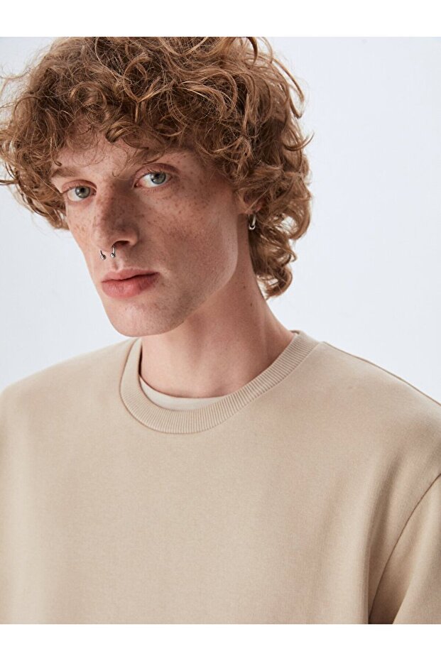 Basic Beige Sweatshirt - 4