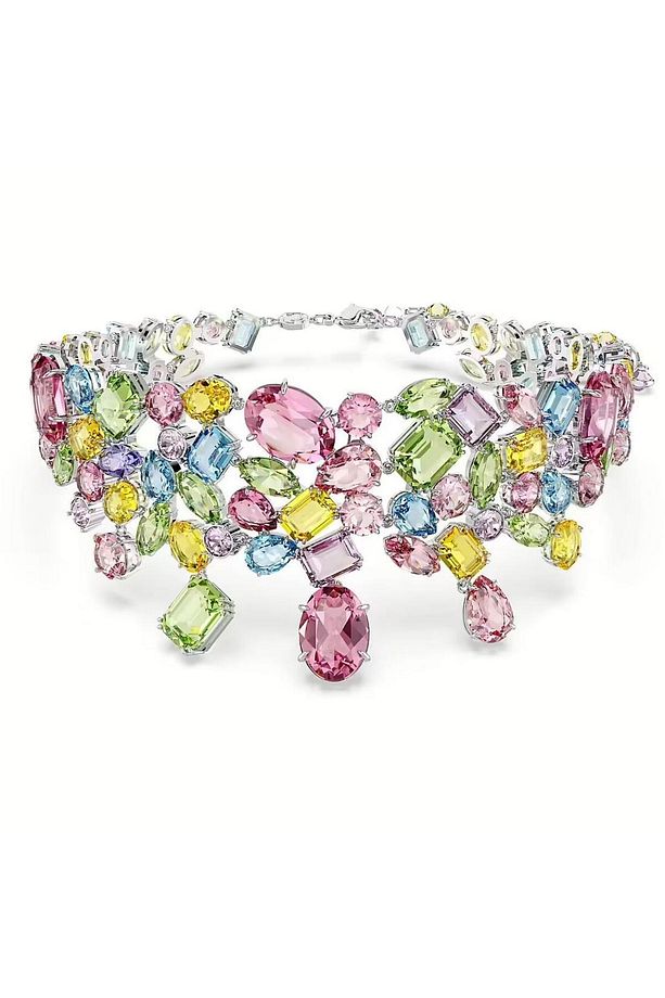 Kolye Gema choker, Mixed cuts, Multicolored, Rhodium plated - 1