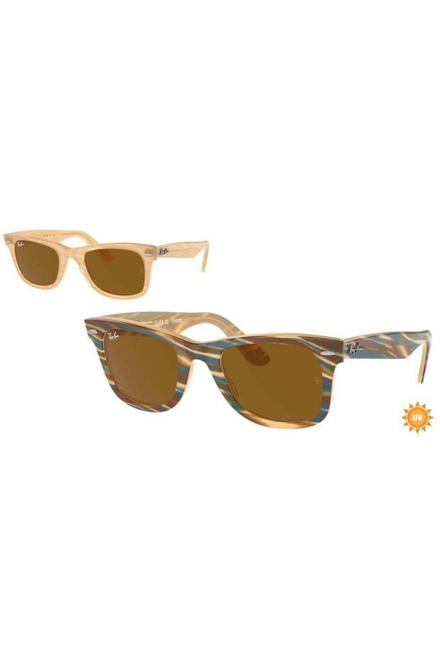 RAY BAN Unisex SQUARE Sun- RB 2140 - lense size:50mm - PHOTO STRIPED BROWN