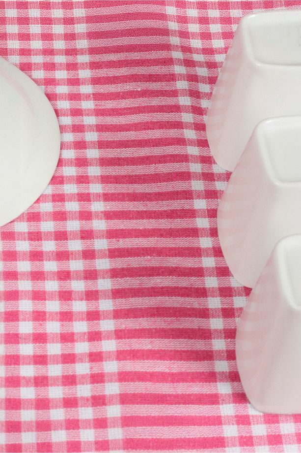 %100 Pamuk Fuşya,Pembe Renkli Pötikareli 1 adet Kurulama Bezi,Beslenme Örtüsü,Servis Peçetesi 40X60 - 3
