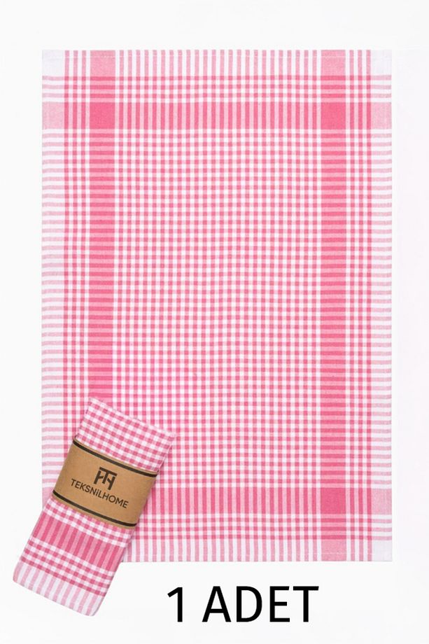 %100 Pamuk Fuşya,Pembe Renkli Pötikareli 1 adet Kurulama Bezi,Beslenme Örtüsü,Servis Peçetesi 40X60 - 1