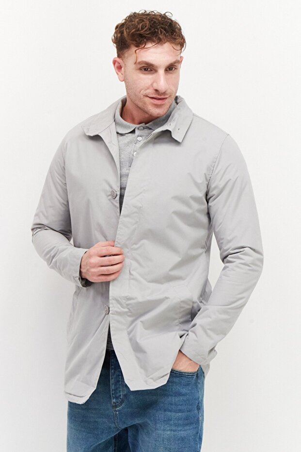 جاكيت باركا سادة للرجال، رمادي - 1