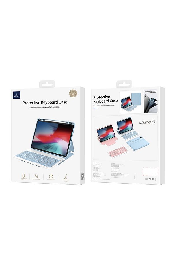 iPad 10.Nesil 10.9 2022 Uyumlu Klavyeli Kılıf Wiwu Protective Gizli Kalem Bölmeli Mavi - 3