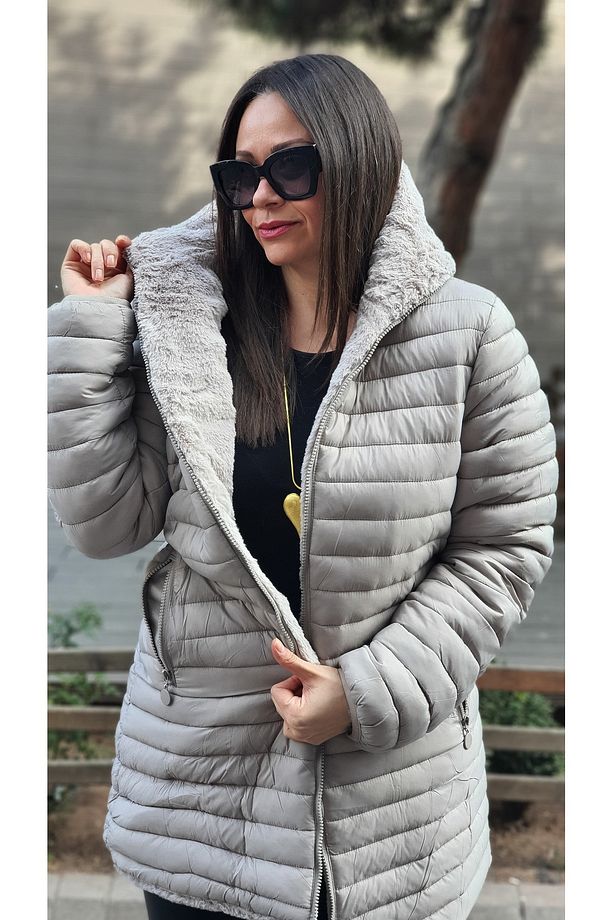 FERMUARLI KAPÜŞONLU KAPİTONE ÇİFT TARAFLI MONT - 1