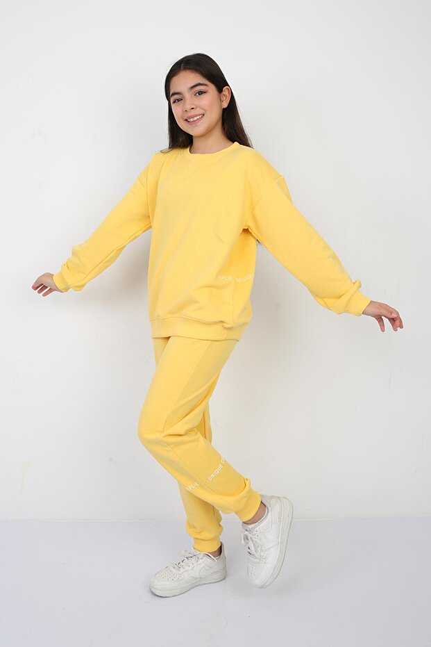 Kız Çocuk Bisiklet Yaka Sarı Sweatshırt (8-15 Yaş) - 3