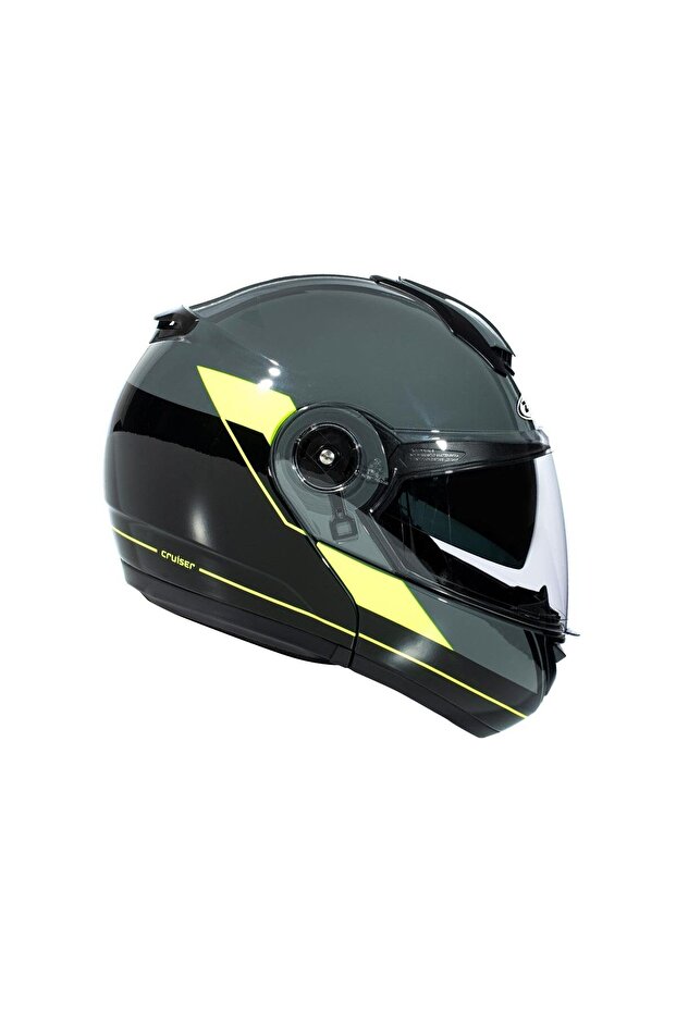 ZS-3050 BE7 Grey Fluo Yellow Çene Açılır Kask - 1