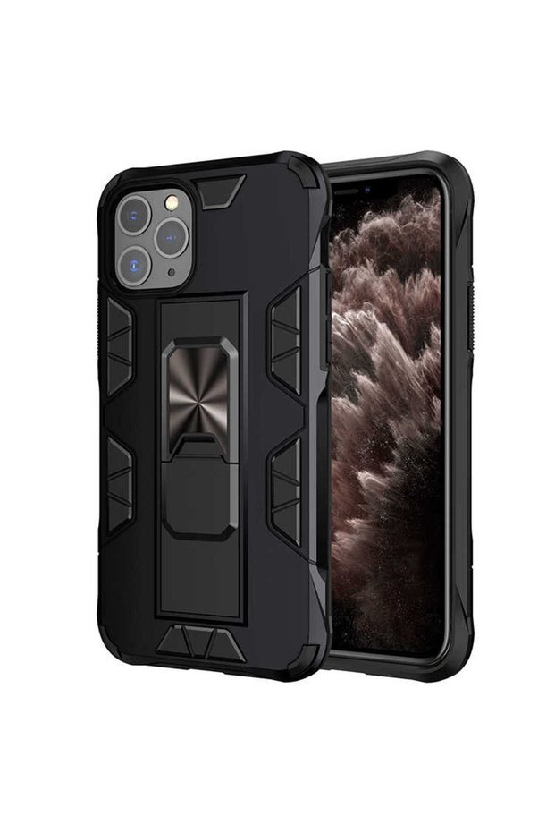 حافظة متوافقة مع هاتف iPhone 11 Pro، غطاء حماية قابل للطي مع حامل - أسود - T14105