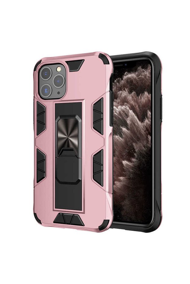 iPhone 11 Pro Compatible Case Protective Volve Cover with Foldable Stand - Rose Gold - T14105