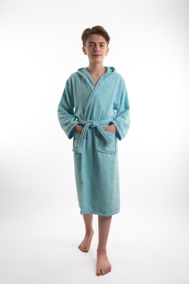 Waiter Boy Young Velvet Hooded Bathrobe 100% Cotton