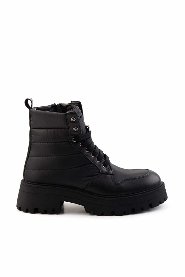 Siyah Hakiki Deri Kadın Bot & Bootie K02351320503 - 2