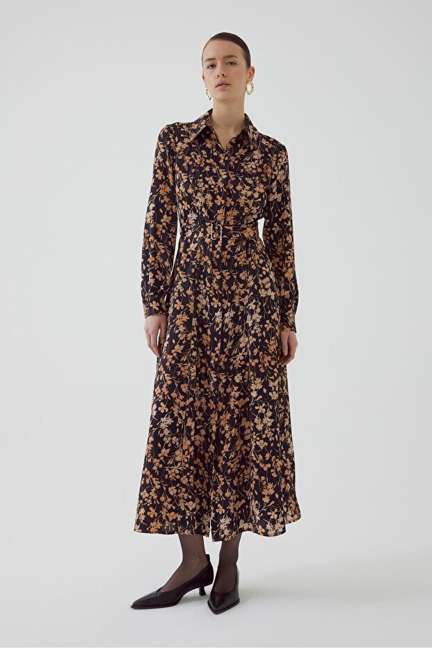 Çiçekli Regular Maxi Elbise - 6