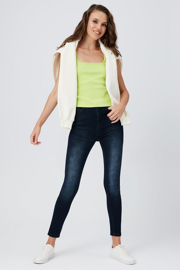 Kare Yaka Elastanlı Koton Basic Atlet - 4