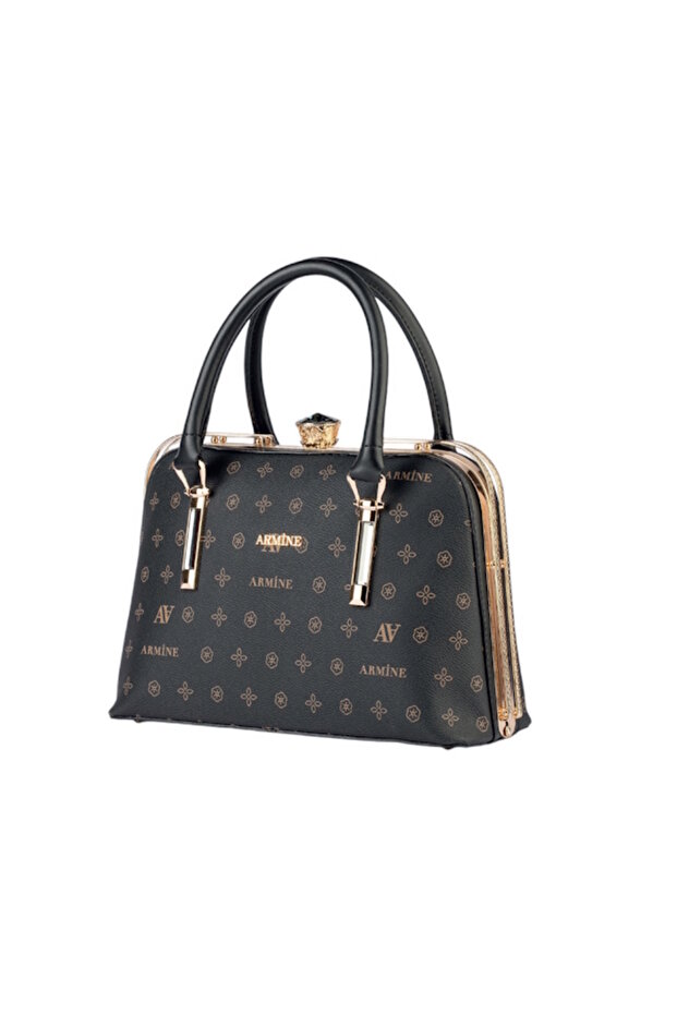 Arm-339 Black Leather Printed Women's Bag
