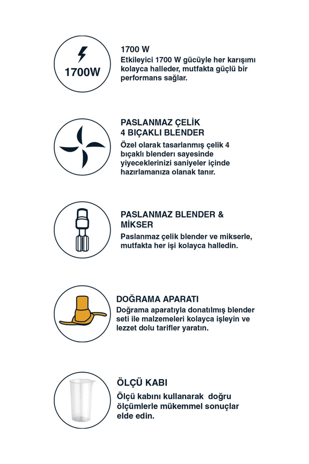 Range Multi Blend 1700w Siyah Blender Seti - 3