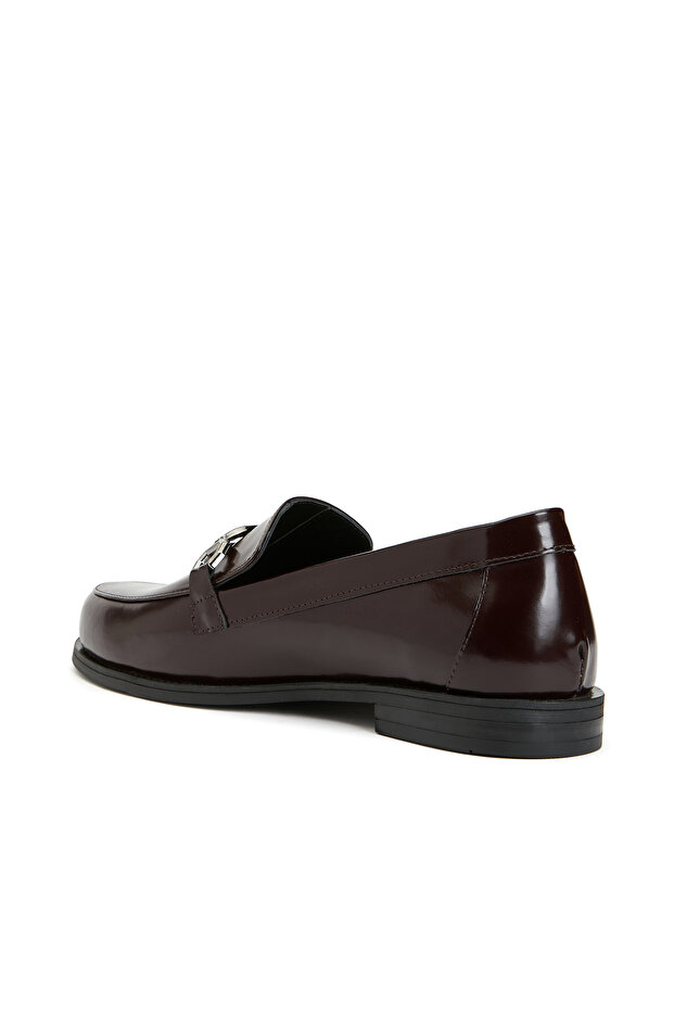 Bordo Kadın Deri Loafer - 3